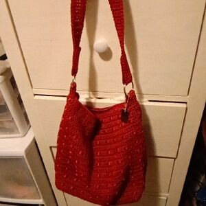 Lina Vibrant Red Crochet Shoulder Bag